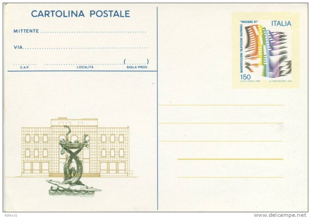 ITALIA - INTERO POSTALE 1981 - ESPOSIZIONE FILATELICA RICCIONE 81 - Stamped Stationery