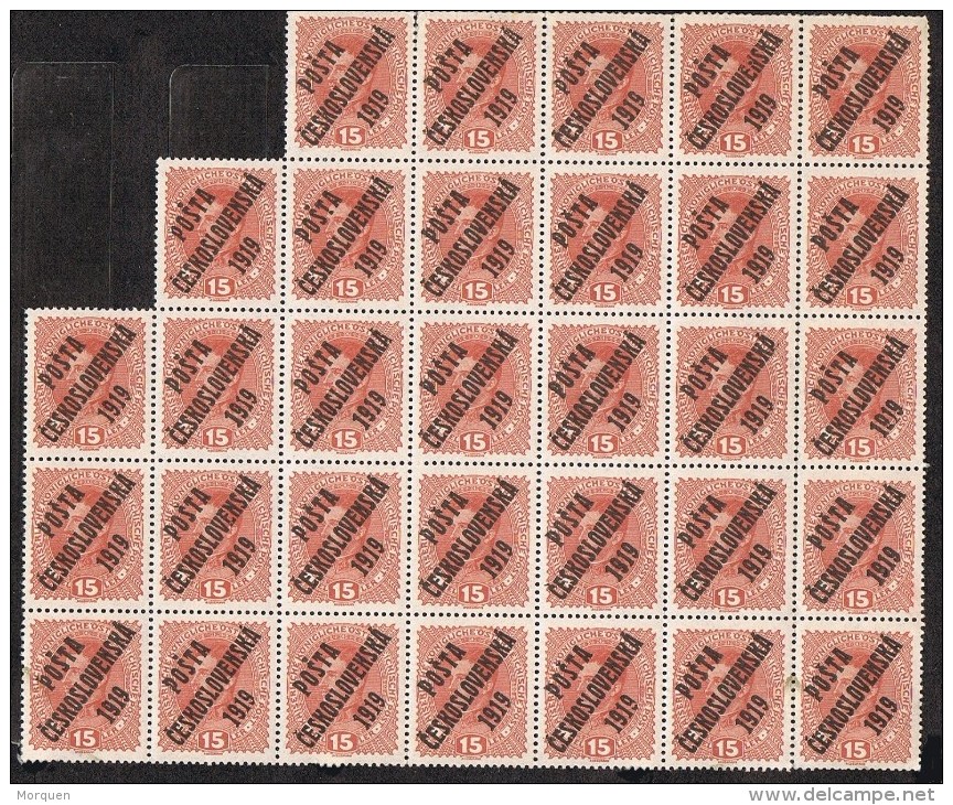 Bloc De 32, Sellos Austria Sobrecargados, Posta Ceskoslovenska 1919, 15 Heller Checoslovaquia , Yvert Num 48 ** - Unused Stamps