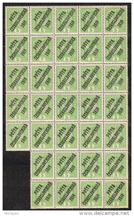 Bloc De 33, Sellos Austria Sobrecargados, Posta Ceskoslovenska 1919, 5 Heller Checoslovaquia , Yvert Num 44 ** - Unused Stamps