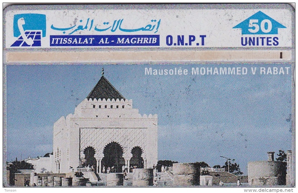 Morocco, ONPT-2g, 50 Units, Mausolée M.V Rabat, 2 Scans.   Control Number : 310C - Marokko