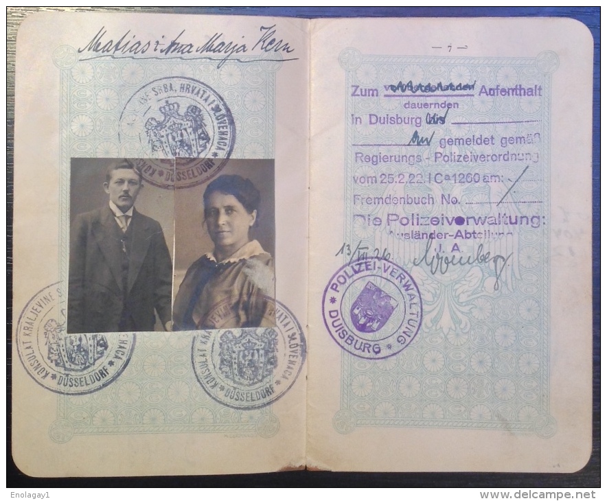 Passport Kingdom Of Serbs, Croats And Slovenes Published In Germany With One Revenue Stamp (207.) - Historical Documents