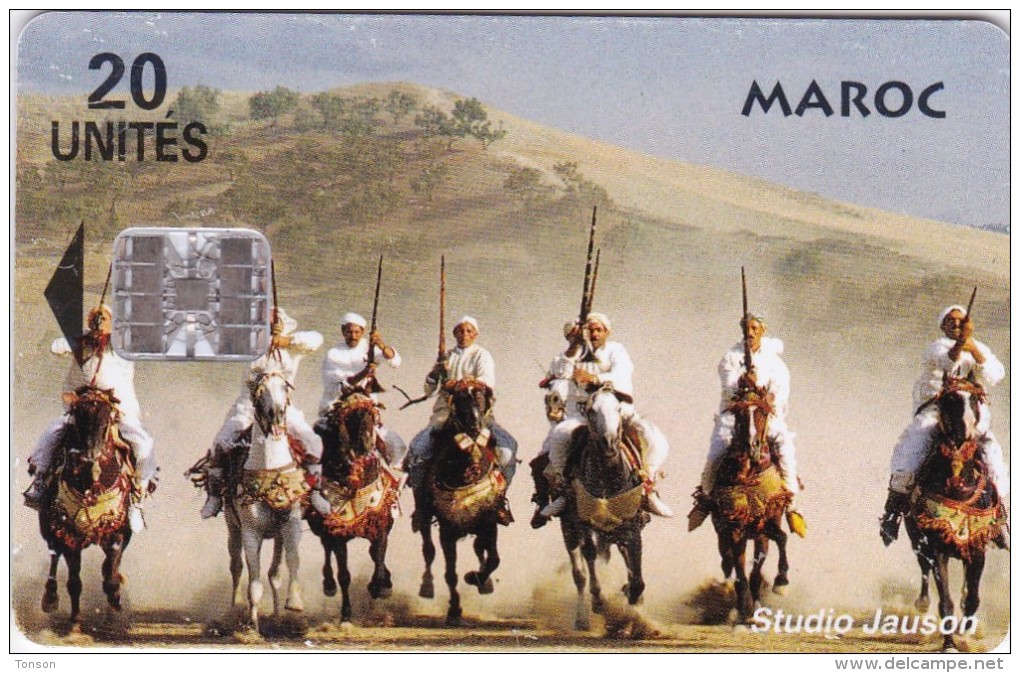 Morocco, MOR-?, 20u Horse Back Riders (with PYRAMID And Adress), 2 Scans.   Adress Not Readable - Marokko