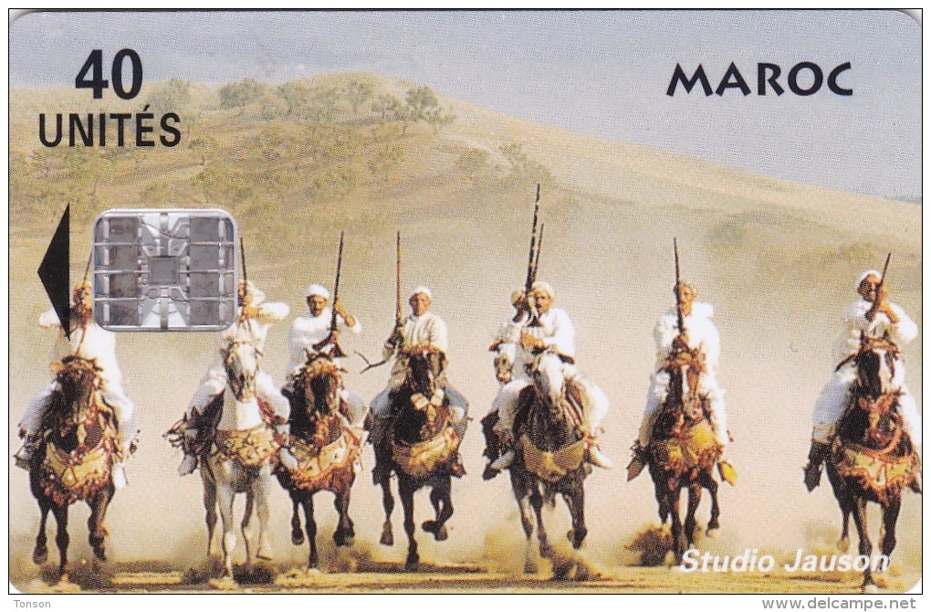 Morocco, AG06, 40u Horse Back Riders (with PYRAMID And Adress), 2 Scans.  PHONE CARDS , AGADIR (normal Text) - Morocco