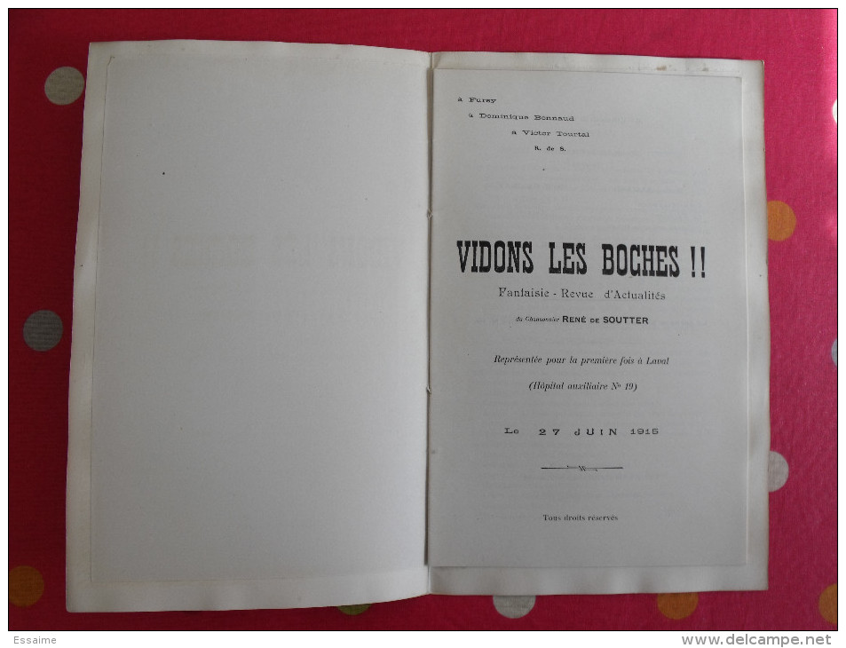 Laval. 1915. Vidons Les Boches !. René De Soutter. Fantaisie Revue D'actualités. Représentée En  Juin 1915. Ramard - Oorlog 1914-18