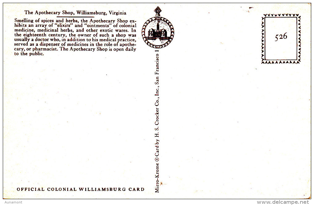 Estados Unidos--Virginia--Williamsburg--The Apotkecary Shop - Virginia Beach