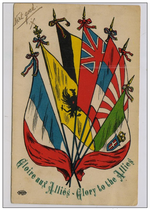 Gloire Aux Alliés , Avec Les Drapeaux Italien Et Japonais - Patriotiques