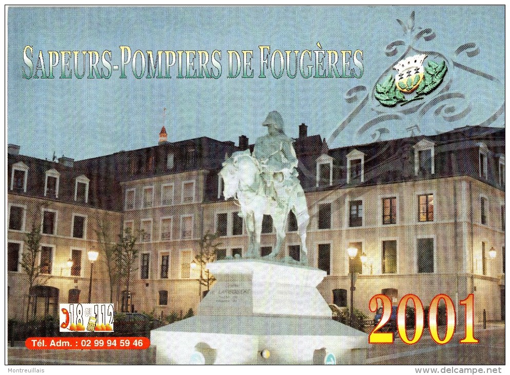 Sapeurs Pompiers De FOUGERES (35),  Année 2001, Pages, Publicités Locales, - Grossformat : 2001-...