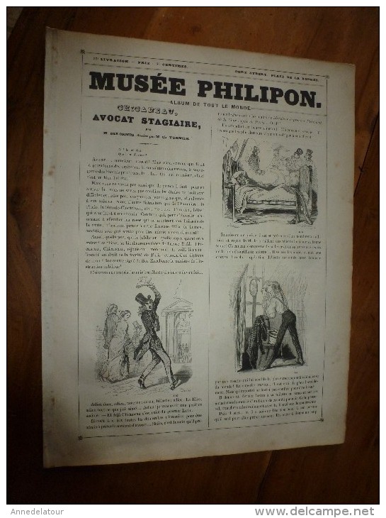1840  " CHICANEAU " Avocat Stagiaire   Musée PHILIPON  : Musée Et Magasin Comiques  ,dessins De Ch. Vernier - 1800 - 1849