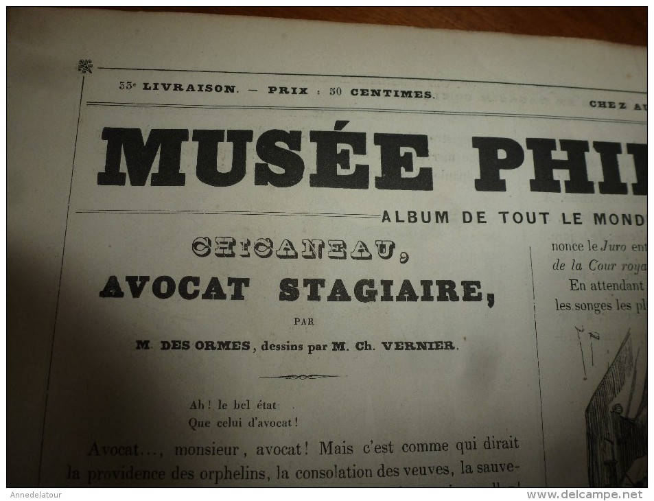 1840  " CHICANEAU " Avocat Stagiaire   Musée PHILIPON  : Musée Et Magasin Comiques  ,dessins De Ch. Vernier - 1800 - 1849