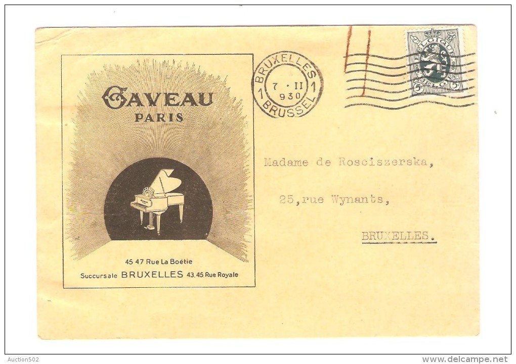TP 279 S/CP Publicitaire Des Pianos Gaveau Paris Succursale De BXL C.Bruxelles En 1930 V.E/V PR2671 - Musique