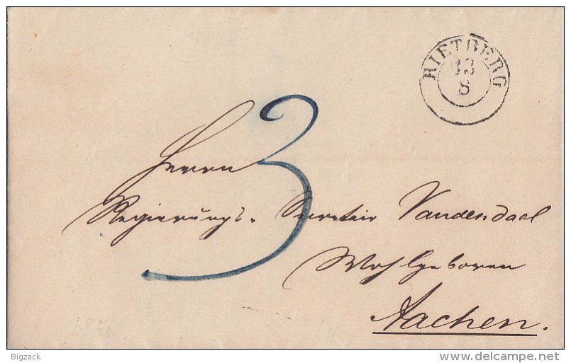 Brief Gelaufen Von K2 Rietberg 13.8.1850 Nach Aachen Mit Inhalt - Vorphilatelie