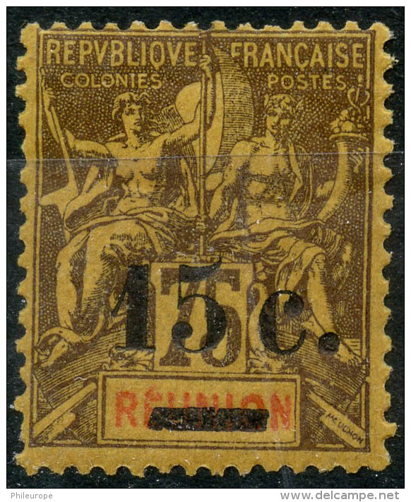 Reunion (1901) N 54 *  (charniere) Surcharge Sur L'ancienne Valeur - Neufs