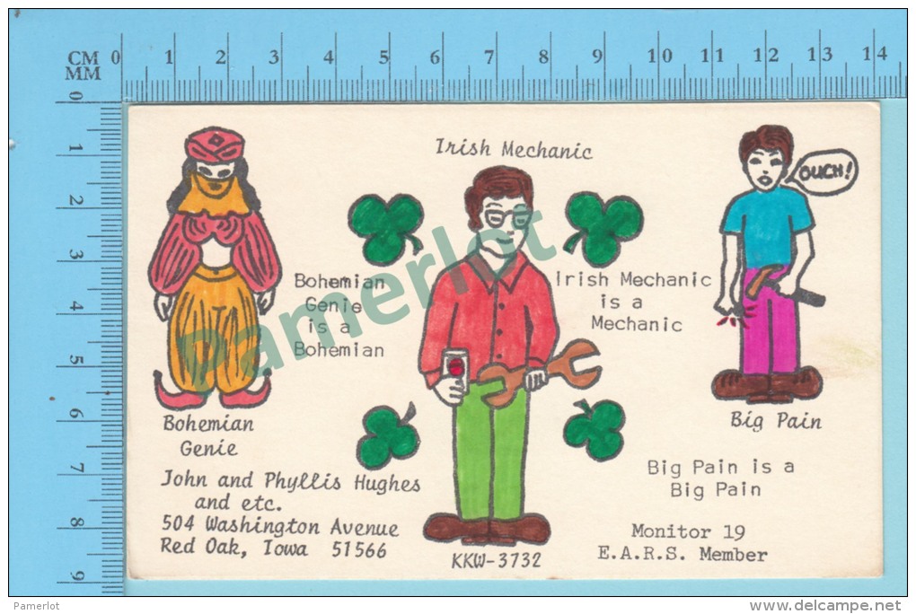 QSL  - Red Oak IOWA USA - Irish Mechanic Bhemian, Big Pain -  2 Scans - CB-Funk