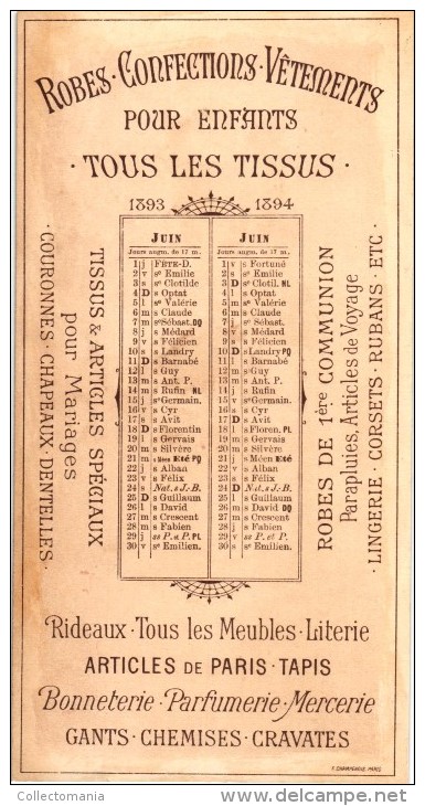 12 cards calendar calendrier Galeries Rémoises Reims 1893 18 94 chromos litho 11x20,50cm Edit.Champenois Paris