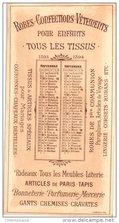 12 cards calendar calendrier Galeries Rémoises Reims 1893 18 94 chromos litho 11x20,50cm Edit.Champenois Paris