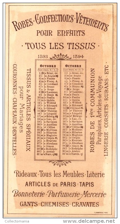 12 cards calendar calendrier Galeries Rémoises Reims 1893 18 94 chromos litho 11x20,50cm Edit.Champenois Paris