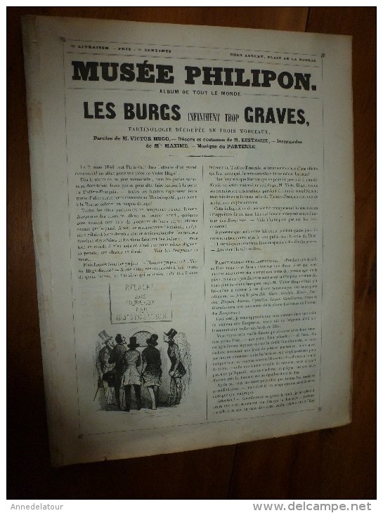 1840  LES BURGS Infiniment Trop GRAVES ,Tartinologie Découpée En 3 , Musée PHILIPON  (paroles Victor Hugo) ,ill Cham Etc - 1800 - 1849