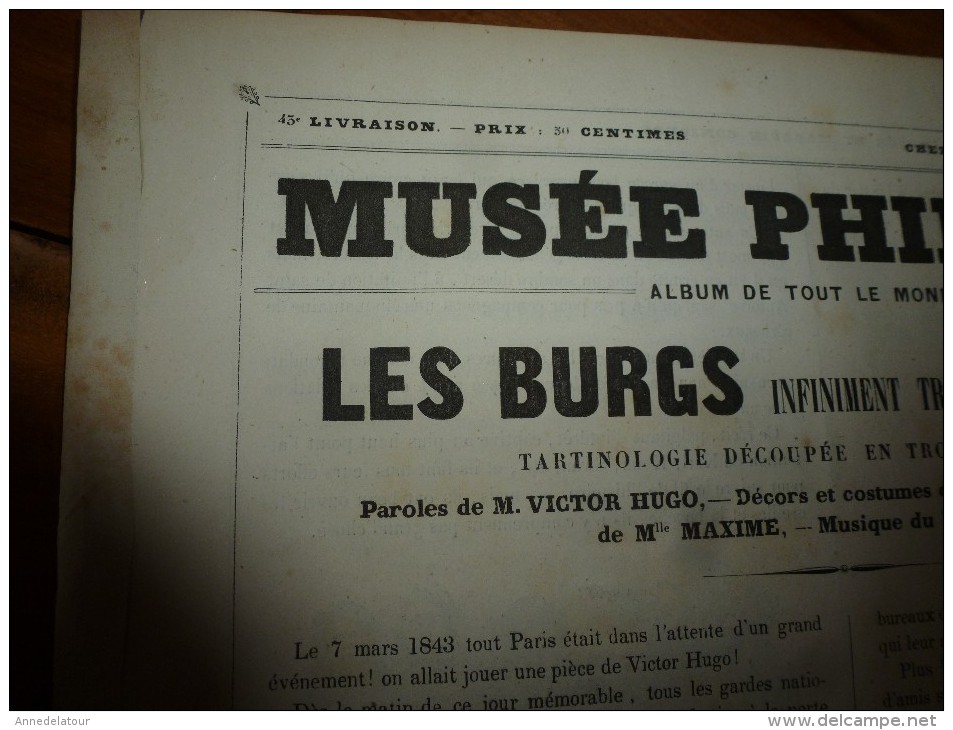 1840  LES BURGS Infiniment Trop GRAVES ,Tartinologie Découpée En 3 , Musée PHILIPON  (paroles Victor Hugo) ,ill Cham Etc - 1800 - 1849