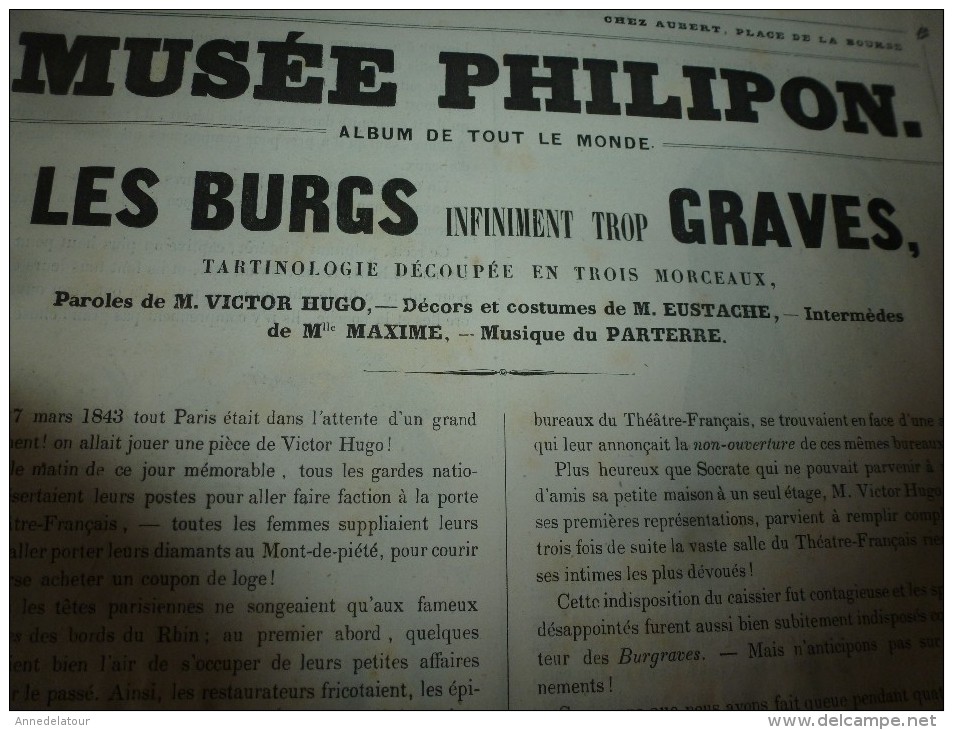 1840  LES BURGS Infiniment Trop GRAVES ,Tartinologie Découpée En 3 , Musée PHILIPON  (paroles Victor Hugo) ,ill Cham Etc - 1800 - 1849