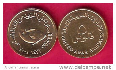 EMIRATOS ARABES  UNIDOS  5  Fils  Bronce  AH1422-2.001   KM#2.2  SC/UNC   DL-11.642 - United Arab Emirates