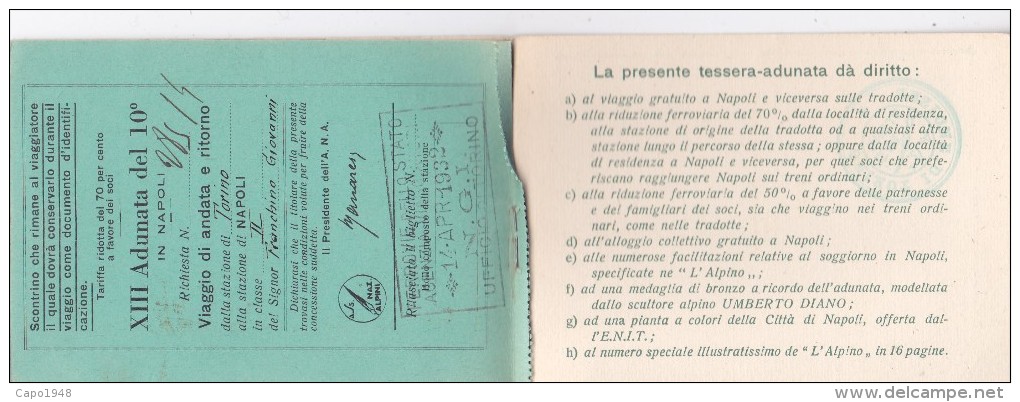 CARD ASS.NAZIONALE ALPINI XIII° ADUNATA NAPOLI ALPINO FUMA PIPA VULCANO VESUVIO 2 SCANNER-2-0882-25144-143 - Altri & Non Classificati