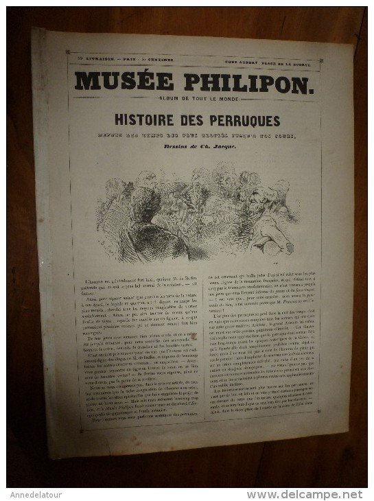 1840  HISTOIRE DES PERRUQUES Depuis Les Temps Les Plus Reculés Jusqu'à Nos Jours; Musée PHILIPON , Dessins  Ch. Jacque - 1800 - 1849