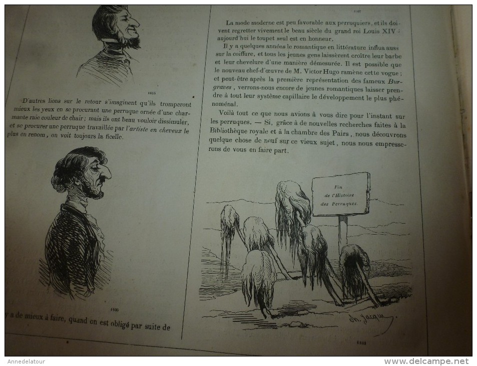 1840  HISTOIRE DES PERRUQUES depuis les temps les plus reculés jusqu'à nos jours; Musée PHILIPON , dessins  Ch. Jacque