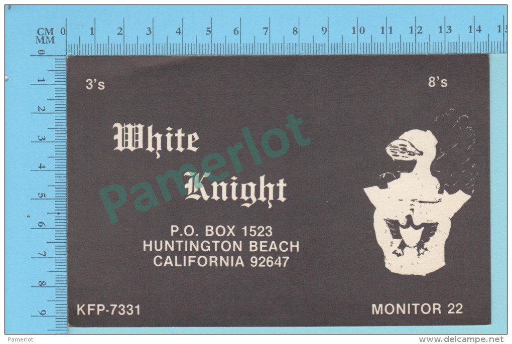 QSL  - Huntington Beach California  USA - White Knight -  2 Scans - CB-Funk
