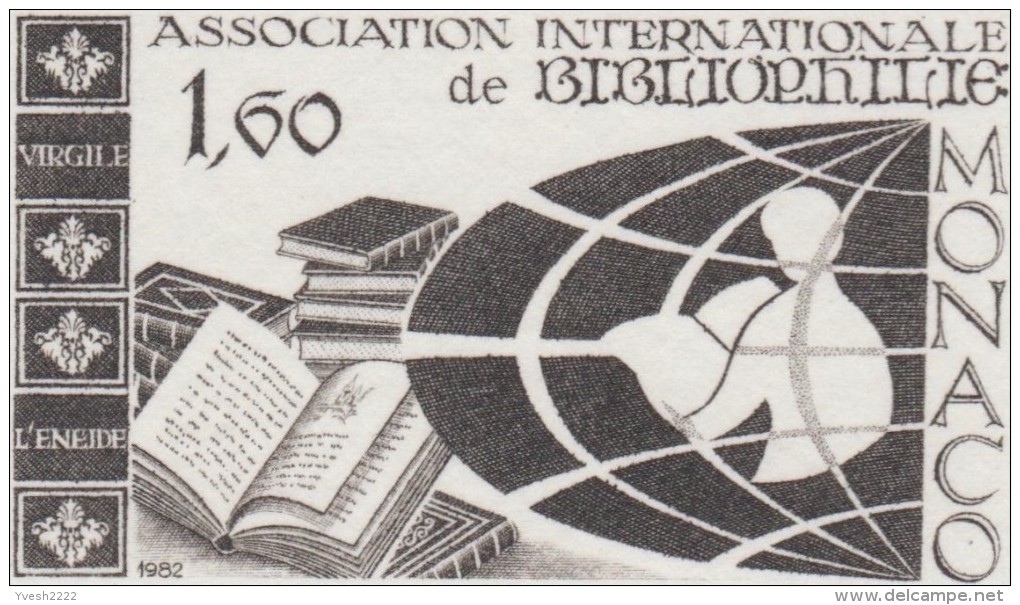 Monaco 1982 Y&T 1358. 2 épreuves D´artiste, 1er état Et Définitif.  L'Énéide, De Virgile, Lecteur Et Livres - Escritores