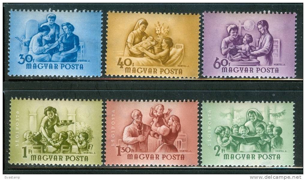 HUNGARY-1954. AIR - Mothercare  And Newborn Baby Cpl.Set MNH!!! Mi 1364-1369. - Unused Stamps
