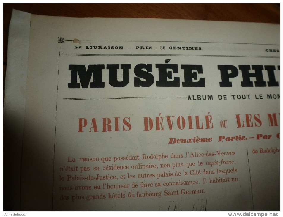 1840 PARIS Dévoilé (5 livraisons): LES MYSTERES SUS par CHAM  .;Musée PHILIPON, nombreux dessins  etc