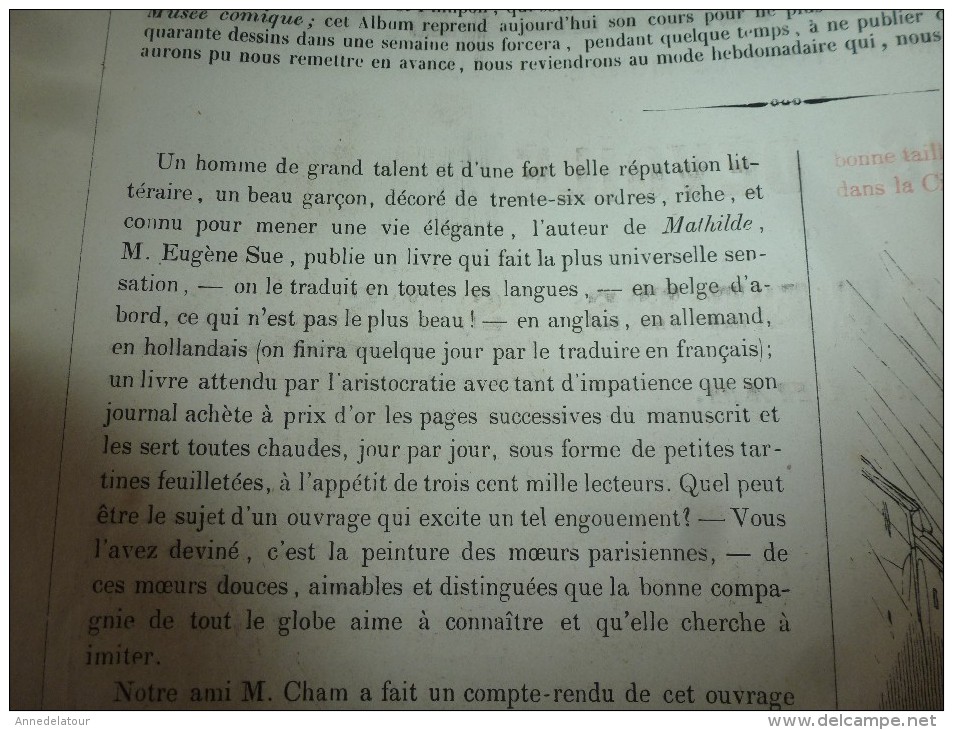 1840 PARIS Dévoilé (5 livraisons): LES MYSTERES SUS par CHAM  .;Musée PHILIPON, nombreux dessins  etc