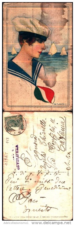 1294c)cartolina-illustrata Da Nanni-donna Vestita Alla Marinara-italia-viaggiata Posta Militare 63 - Nanni