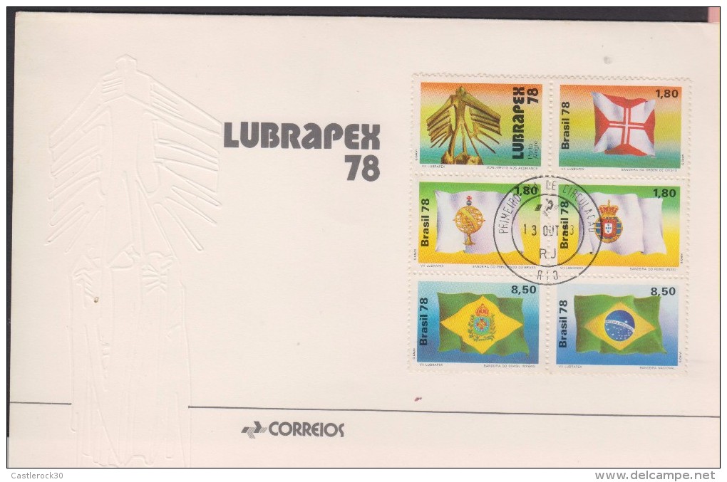 O) 1978 BRAZIL FLAGS IN WHOLE STORY OF BRAZIL, LUBRAPEX 78, FDC XF - FDC