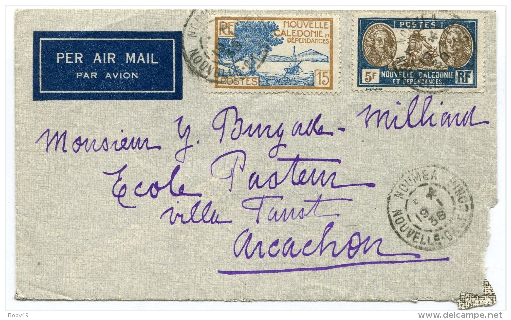 NOUMEA Env. Du 19/01/1938 Avec N°139 Et 155 - Storia Postale