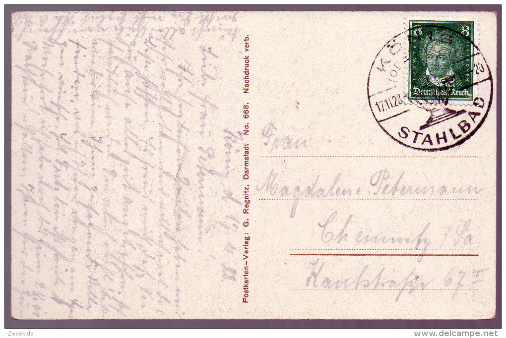 1593 - Ohne Porto - Alte Ansichtskarte Bad König  Gel. 1928 Sonderstempel Regnitz - Bad Koenig