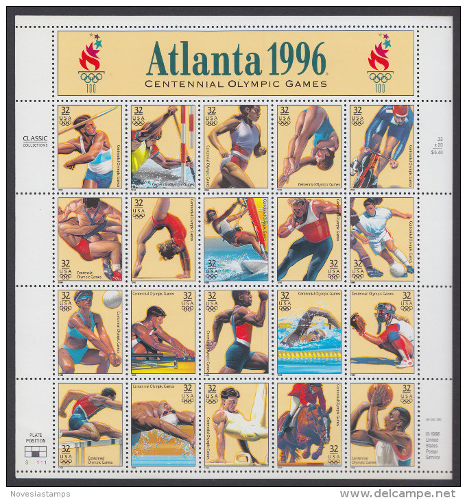 !a! USA Sc# 3068 MNH SHEET(20) (a05) W/ Crease - Summer Olympic Games - Sheets