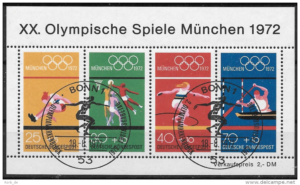 BRD 1972 / MiNr.  Block 8  Sonderstempel Bonn Erstausgabe Originalgummi   O / Used  (c2407) - Gebruikt