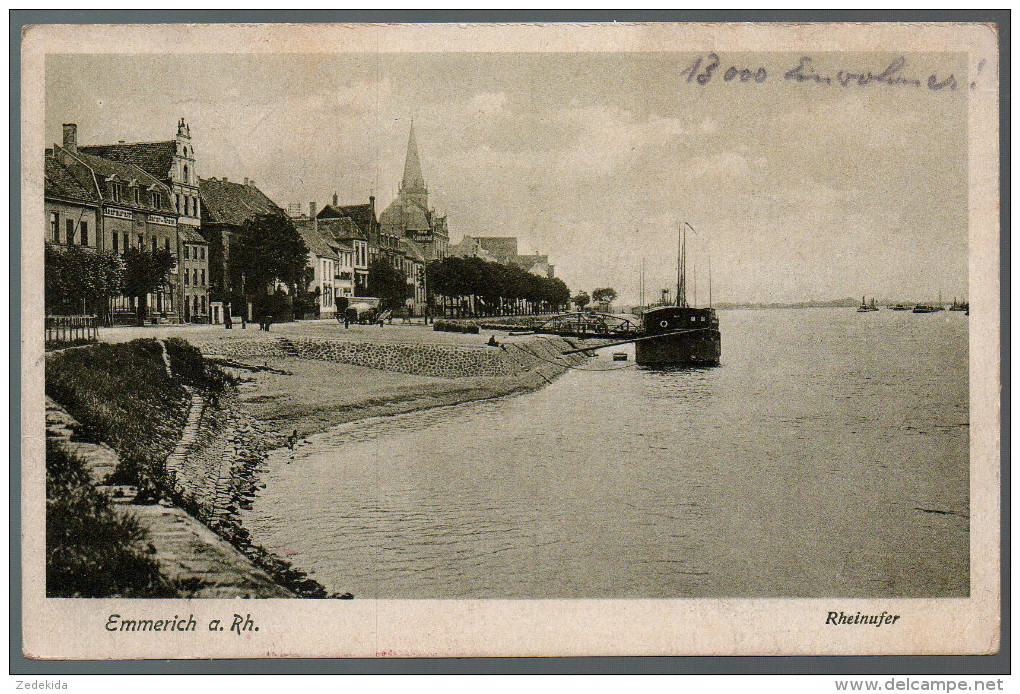 1600 - Ohne Porto - Alte Ansichtskarte Emmerich Am Rhein Rheinufer Schiff Gel. 1926 - Schmitz - Emmerich