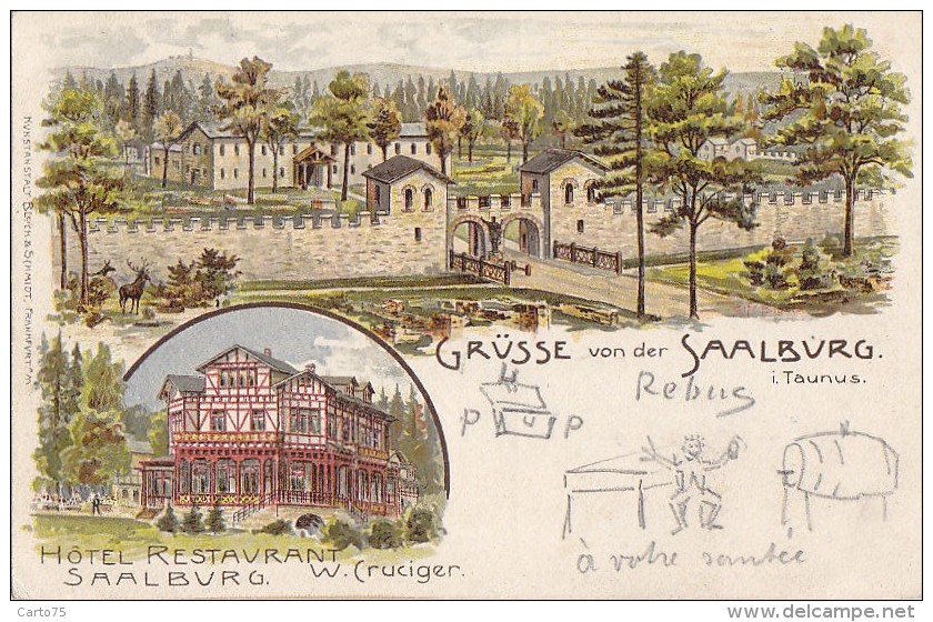 Allemagne - Grüsse Von Der Saalburg Im Taunus - Hotel Restaurant W. Cruciger - Rébus Charade - 1906 - Saalburg