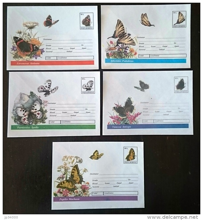 ROUMANIE Papillons, Papillon,butterflies,mariposas, SCHMETTERLINGE, Entiers Postaux Neufs.Serie Complete. - Papillons
