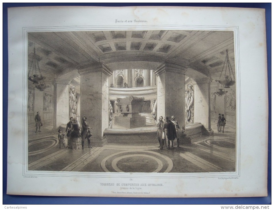 Paris: Tombeau De Napoléon Aux Invalides. Lithographie De Provost, 1852. - Lithographies