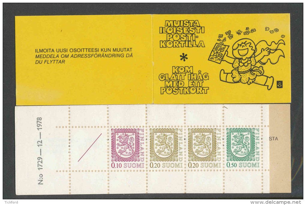 FINLANDE - 1978 - CARNET  YT C790 (I) - Facit HA13  N:o 1729 - Neuf ** MNH - Armoiries - Markenheftchen