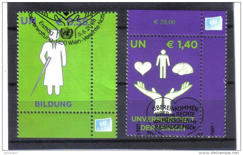 BIN331  UNO WIEN 2008  MICHL 543/44 Used/gestempelt ZÄHNUNG SIEHE ABBILDUNG - Oblitérés