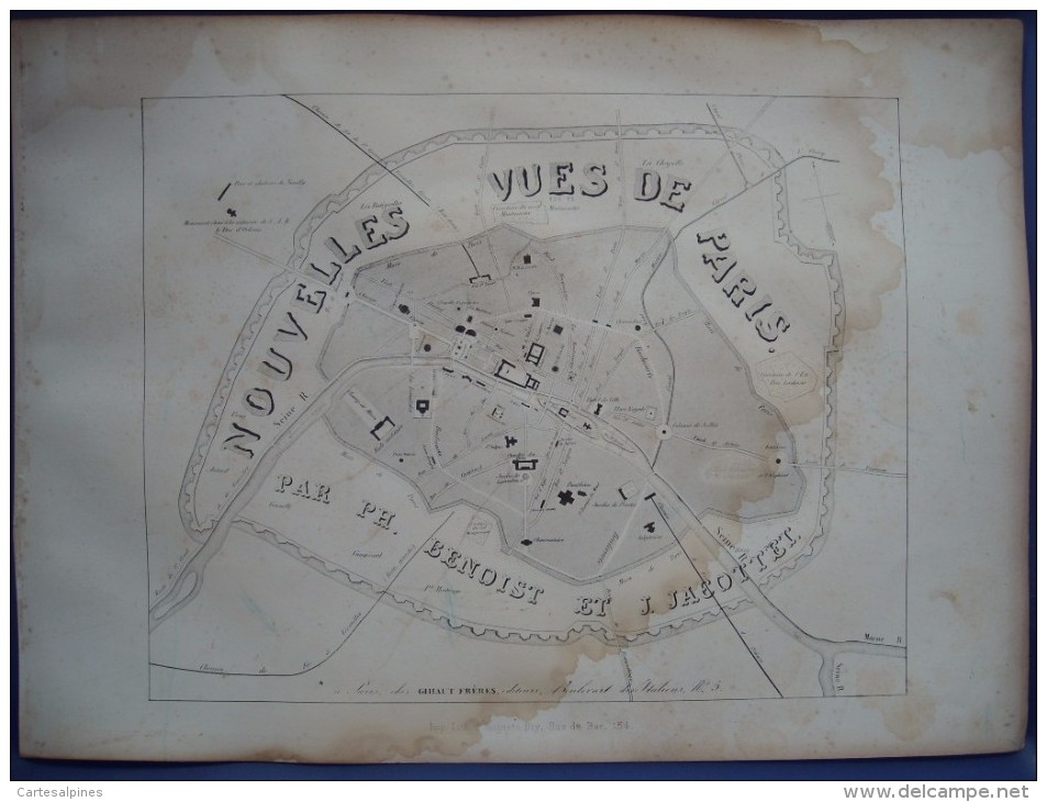 Plan De Paris Lithographié, édité En 1843. - Lithographies