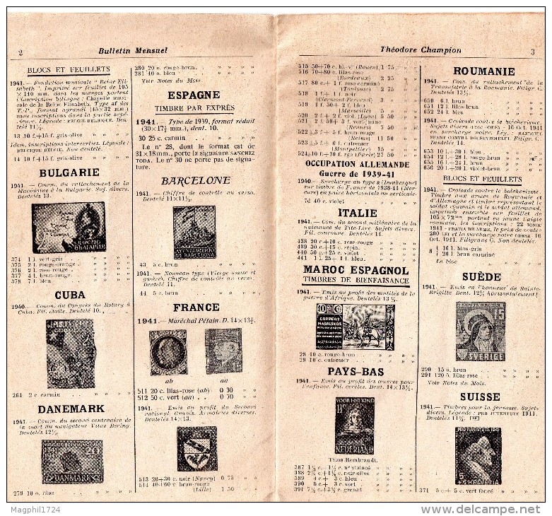 Bulletin Officiel De La Maison Théodore CHAMPION - 25 Décembre1941 - Frankrijk