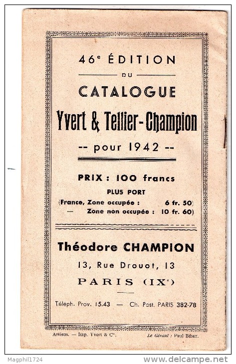 Bulletin Officiel De La Maison Théodore CHAMPION - 25 Décembre1941 - Frankreich