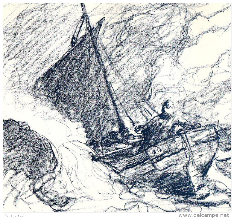 BERTRAM PRIESTMAN – Fisherman At Sea, 1898 Lithograph - FRANCO DE PORT - Lithographies