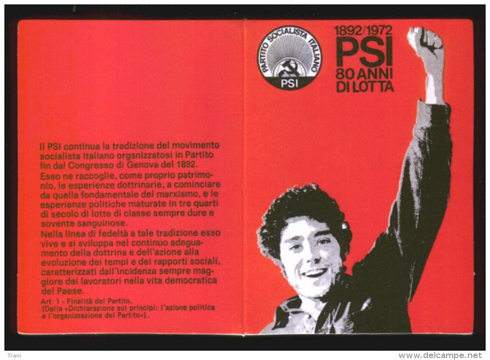 PARTITO SOCIALISTA ITALIANO - TESSERA DEL 1972 - Historical Documents