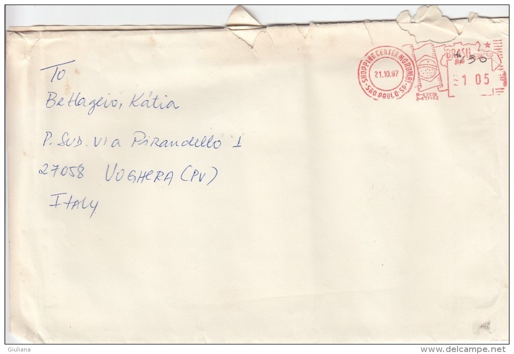 Brasile 1997  - Lettera X L´Italia Con Affrancatura Meccanica Rossa - Franking Labels